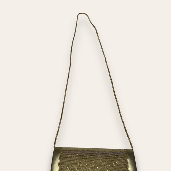 Y2K Gold Metallic Structured Bag Evening Going Out Magnetic - Picture 3 of 6